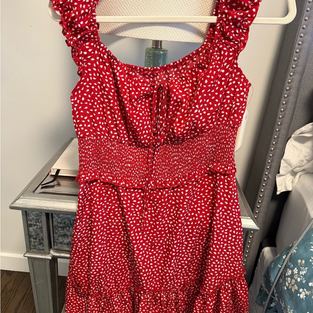 Red Polka Dot Sleeveless Dress